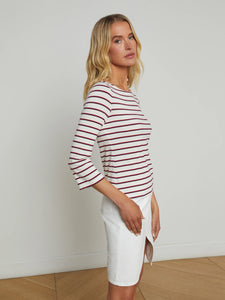 L'Agence Lucille Striped Boatneck Top -  Red/Navy/White Stripe