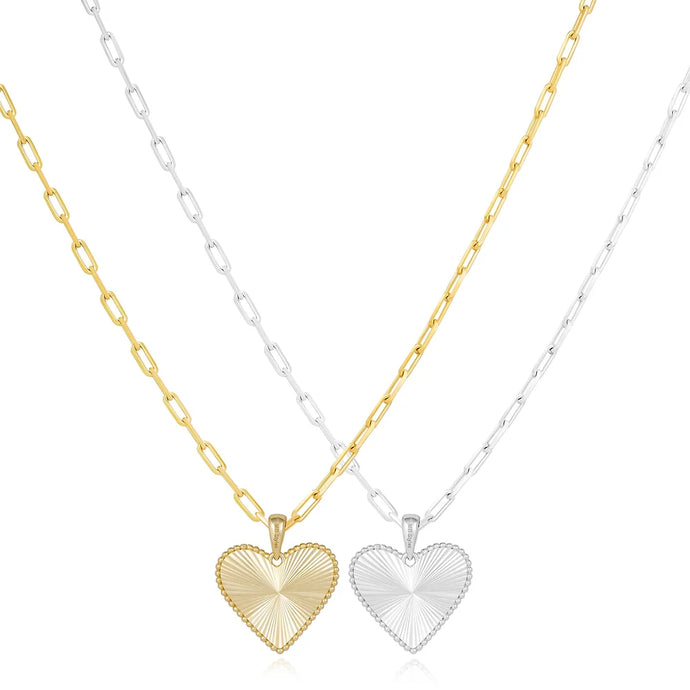 Heart on 4mm Paperclip Chain - 2 Colors