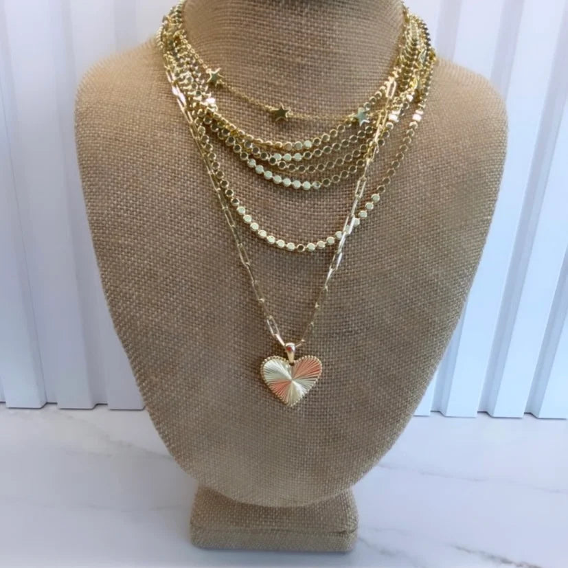 Heart on 4mm Paperclip Chain - 2 Colors