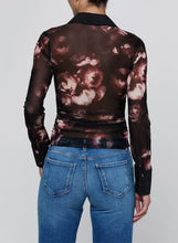 Load image into Gallery viewer, L'Agence Isola L/S Mesh Button Up - Black/Mauve Small Distressed Rose