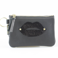 Load image into Gallery viewer, Zina Kao The Kara Wallet Lips Applique: Coal/BLackPatent Lips