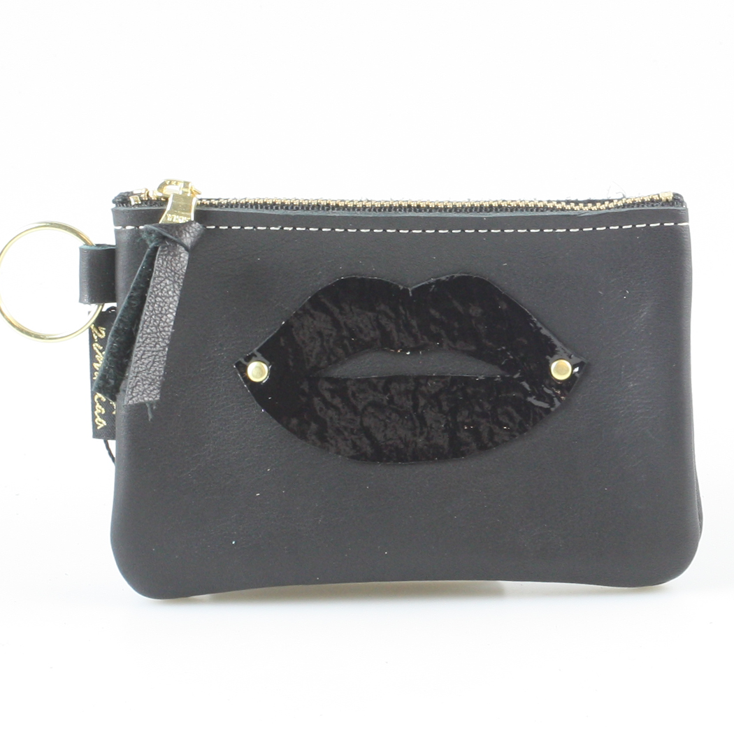 Zina Kao The Kara Wallet Lips Applique: Coal/BLackPatent Lips