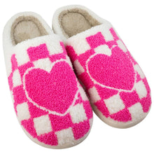 Load image into Gallery viewer, Hot Pink Heart Checker Slippers