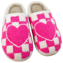 Load image into Gallery viewer, Hot Pink Heart Checker Slippers