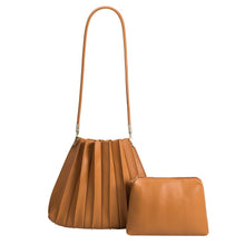 Load image into Gallery viewer, Melie Bianco Carrie Pleated Vegan Shoulder Bag - Tan