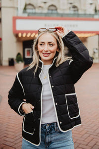 Katydid Black Quilted Trim Jacket - Black