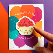 Load image into Gallery viewer, Night Owl Paper Goods Sweet Cupcake Sticker Birthday Card