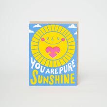 Load image into Gallery viewer, Egg Press Manufacturing - Pure Sunshine Love Letterpress Greeting Card by Hello!Lucky: Plastic sleeve