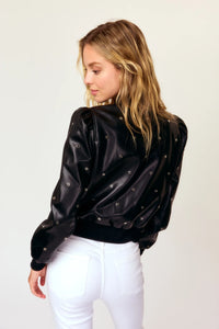 J. Society Puff Sleeve Grommet Jacket - Black