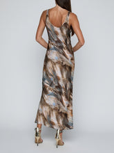 Load image into Gallery viewer, L'Agence Akiya Satin Maxi Dress - Neutral Mix Feather