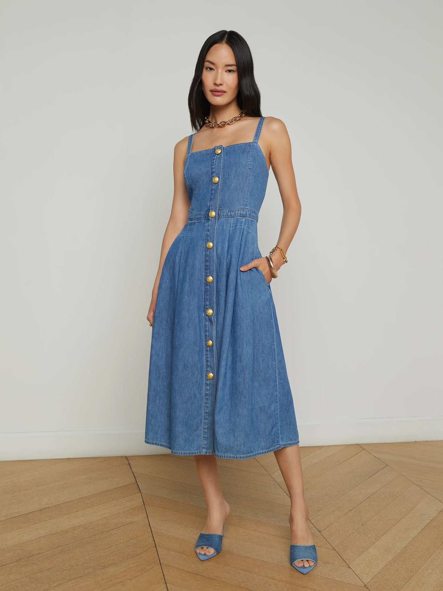 L'Agence Esmeralda Chambray Dress - Stokes