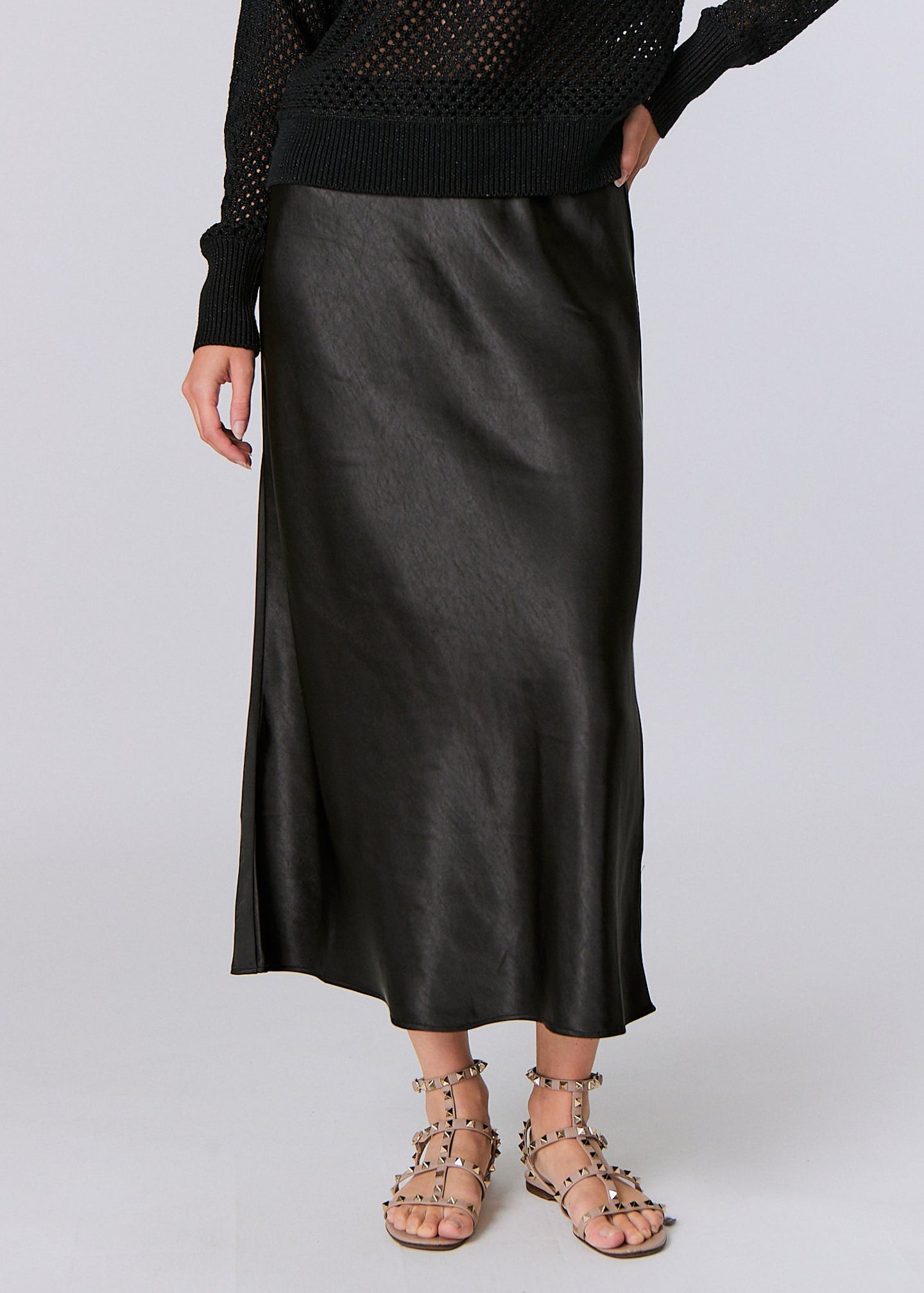 J. Society Satin Long Skirt - Black