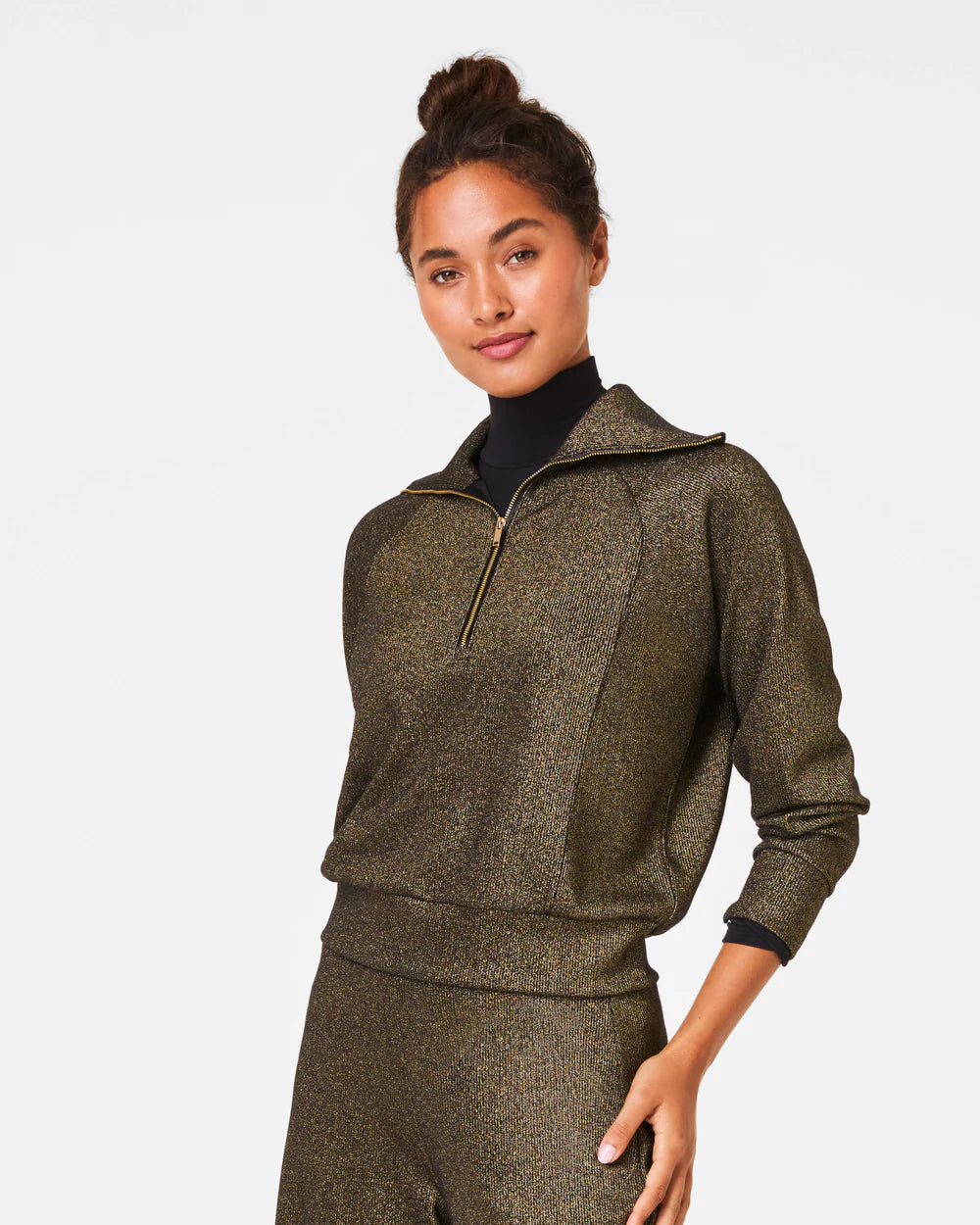【SATUR】Velour Loose Fit Half Zip-Up 3colors Spanx AirEssentials Half Zip Limited Edition Shimmer - 3