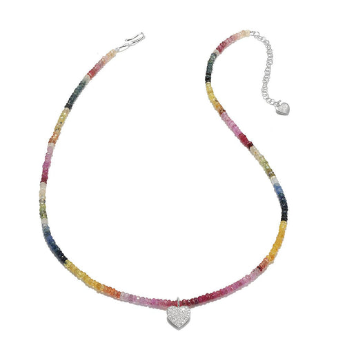 Amelia Rose Jewelry Sapphire & Diamond Heart Necklace