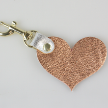 Load image into Gallery viewer, Zina Kao Two Tone Leather Heart Keychain - 12 Colors