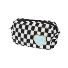 Load image into Gallery viewer, Malibu Sugar Checkered Cosmetic Bag w/ Chenile Patches - 4 Colors