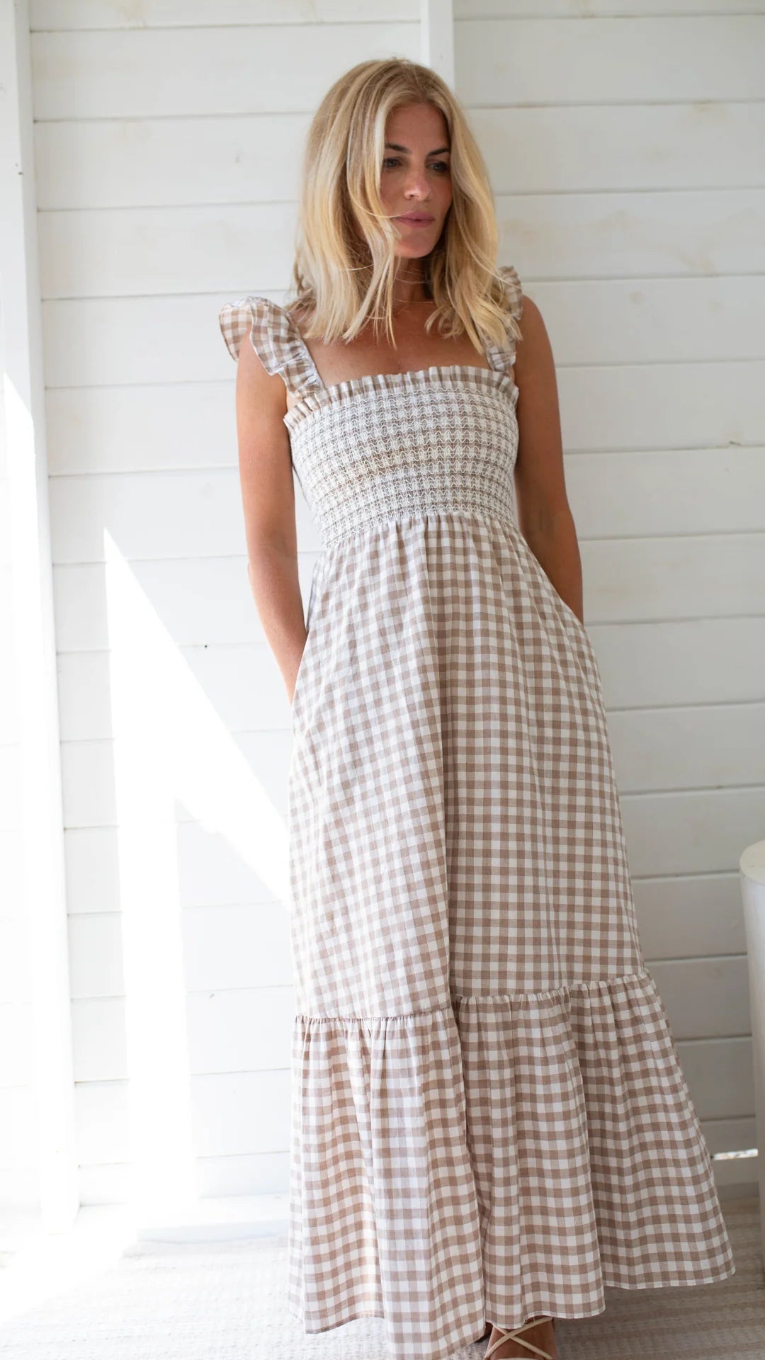 Marea Sasco Dress - Dune Gingham