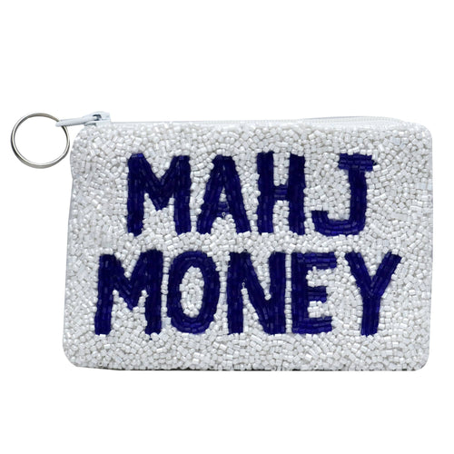Tiana Designs Mahj Money Beaded Coin Purse - White/Royal