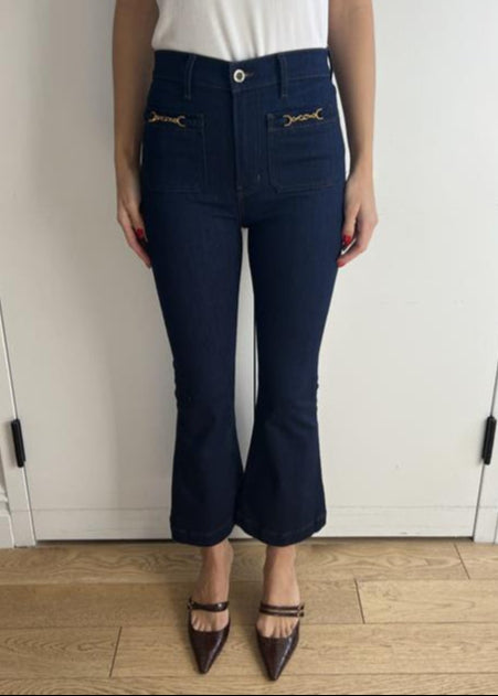 Veronica Beard Carson Ankle Flare Jean - Indigo Rinse