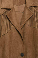 Load image into Gallery viewer, Faux Suede Fringe Jacket - Brown