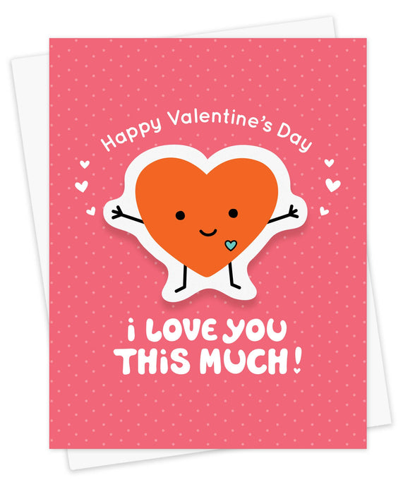 Night Owl Paper Goods This Much Heart Sticker Valentine's Day Card