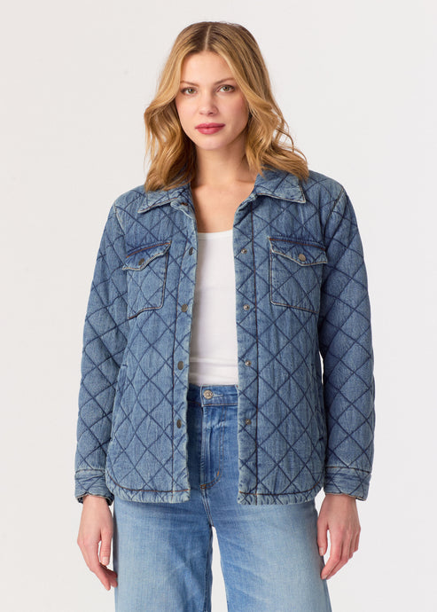 J. Society Denim Quilted Shirt - Blue Jean
