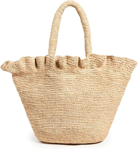 Loeffler Randall Cyrus Raffia Woven Tote with Ruffle - Natural