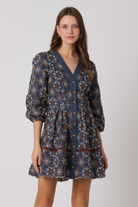 Shoshanna Lina Dress - Navy/Umber/Sand