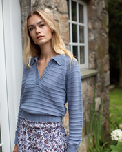 Load image into Gallery viewer, Marea Mini Cable Polo Sweater - Indigo