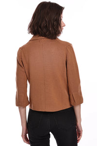 Minnie Rose Cotton Blend Shrunken Blazer - Dark Vicuna