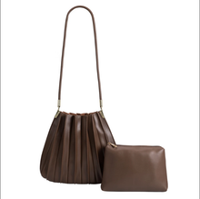 Load image into Gallery viewer, Melie Bianco Carrie Pleated Vegan Shoulder -  Chocolate