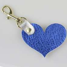 Load image into Gallery viewer, Zina Kao Two Tone Leather Heart Keychain - 12 Colors