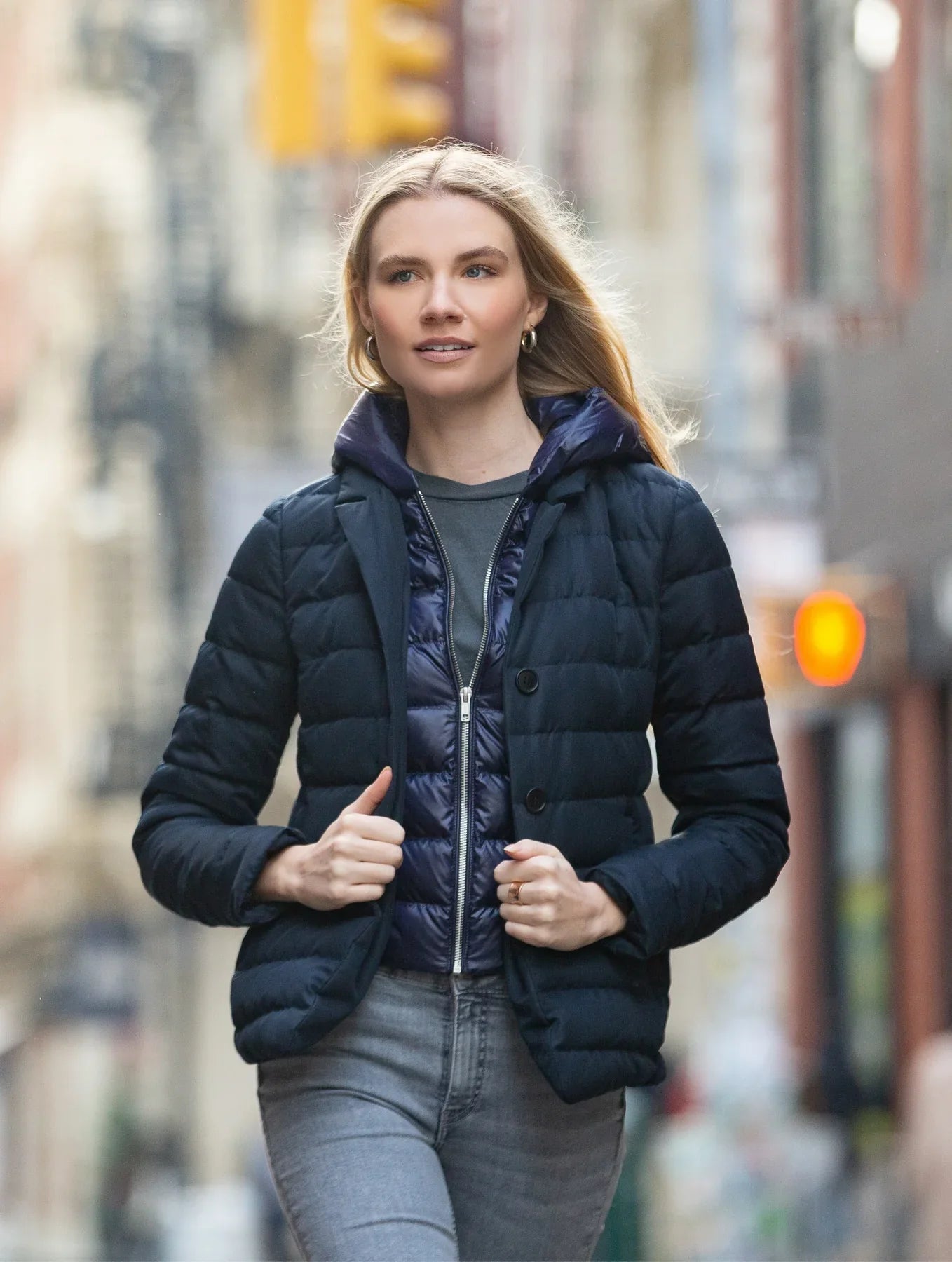 Womens navy blue down jacket hot sale