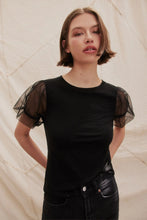 Load image into Gallery viewer, Goldie Tulle Princess Sleeve Tee - Black