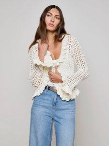 L'Agence Solaris Crocheted Cardigan - Ivory