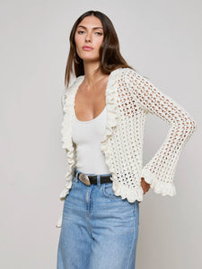 L'Agence Solaris Crocheted Cardigan - Ivory