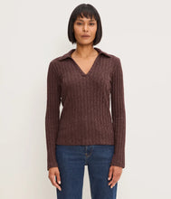 Load image into Gallery viewer, Michael Stars Liyah L/S Collared Top - Molasses