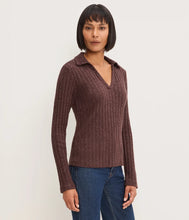 Load image into Gallery viewer, Michael Stars Liyah L/S Collared Top - Molasses