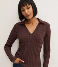 Load image into Gallery viewer, Michael Stars Liyah L/S Collared Top - Molasses
