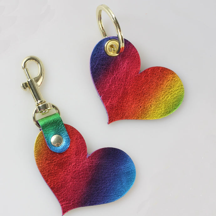 Zina Kao Two Tone Leather Heart Keychain - 12 Colors