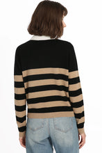 Load image into Gallery viewer, Minnie Rose Cashmere Rugby Stripe Polo - Black/Camel