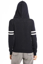 Load image into Gallery viewer, Minnie Rose Cotton Cashmere Two-Tone Mesh Zip Hoodie - Navy/White