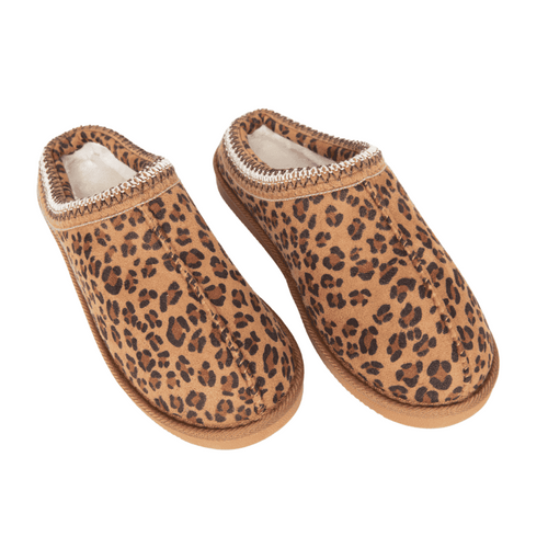 Katydid Leopard Print Embroidered Slippers