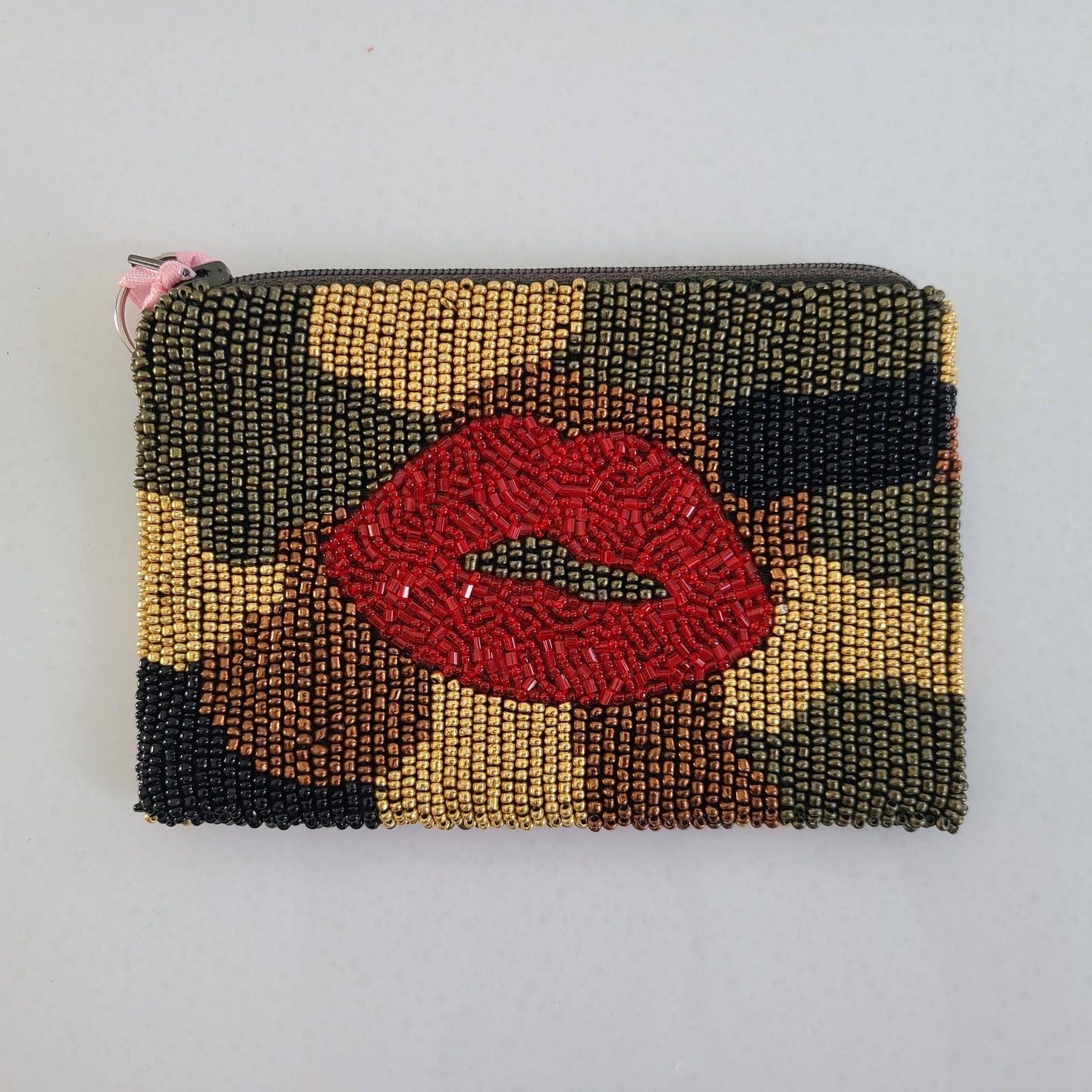 Tiana Designs Beaded Coin Purse - Camo Lips