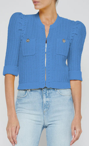 L'Agence Delilah Cropped Cardigan - Soft Blue