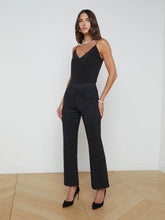 Load image into Gallery viewer, L&#39;AGENCE Ren Cropped Flare Knit Pant - Black/Gunmetal Lurex