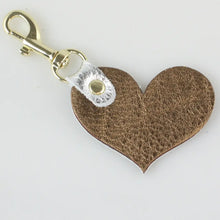 Load image into Gallery viewer, Zina Kao Two Tone Leather Heart Keychain - 12 Colors