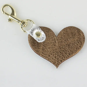 Zina Kao Two Tone Leather Heart Keychain - 12 Colors