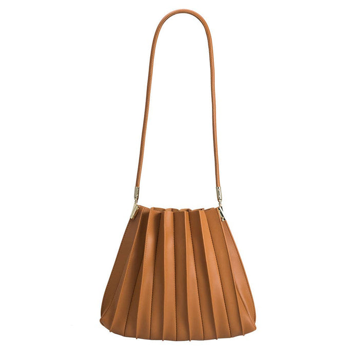 Melie Bianco Carrie Pleated Vegan Shoulder Bag - Tan