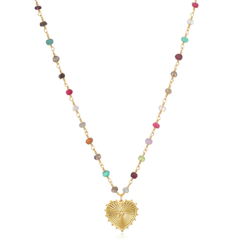 Amelia Rose Jewelry Rainbow Heart Charm Necklace